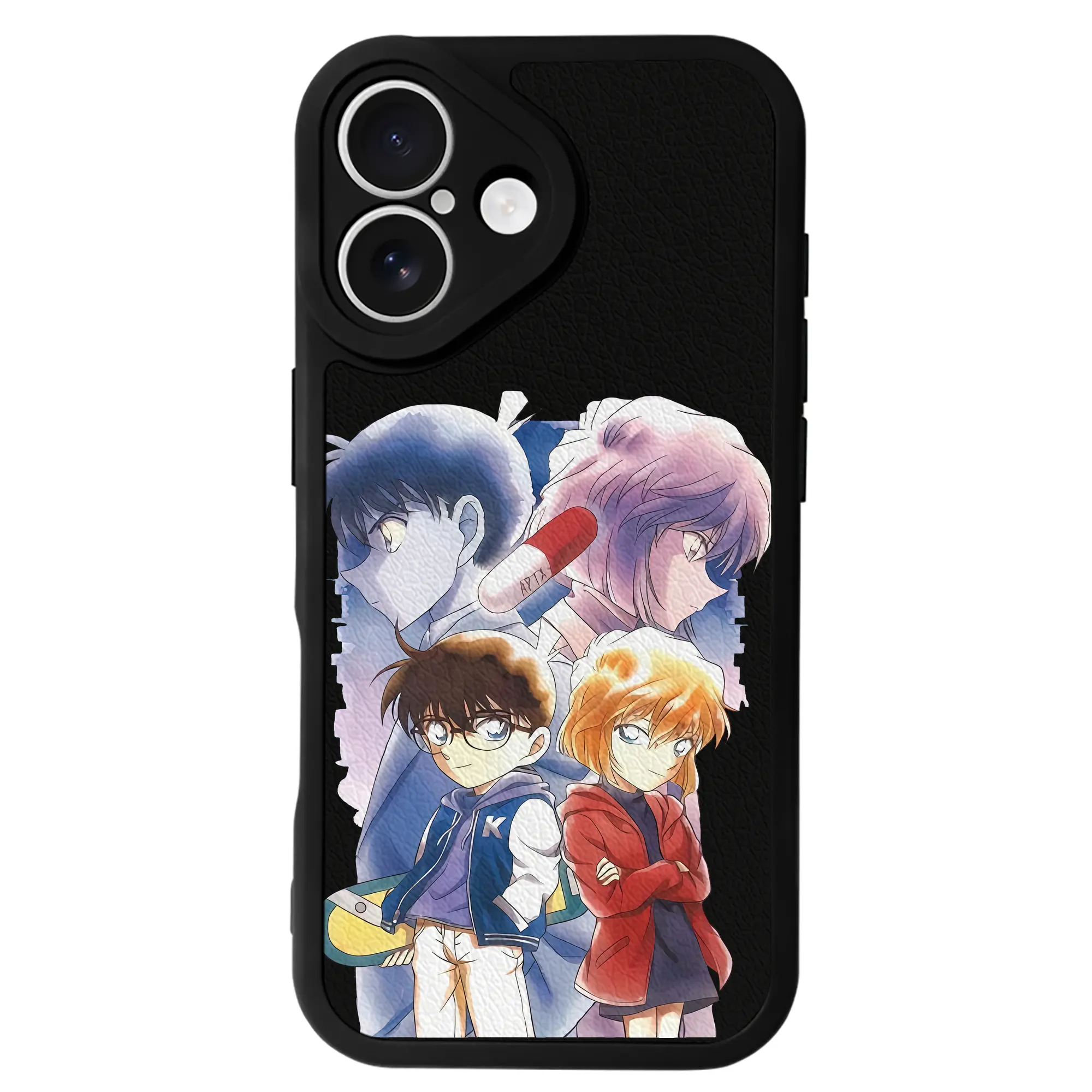 名探偵コナン グッズ 江戸川 コナン - IPhone 16シリーズ対応 ・ シリコンスマホケース ・ レザー調 ・ 高精度フィット ・ 耐衝撃 ・ ワイヤレス充電対応 ・ 精密カット